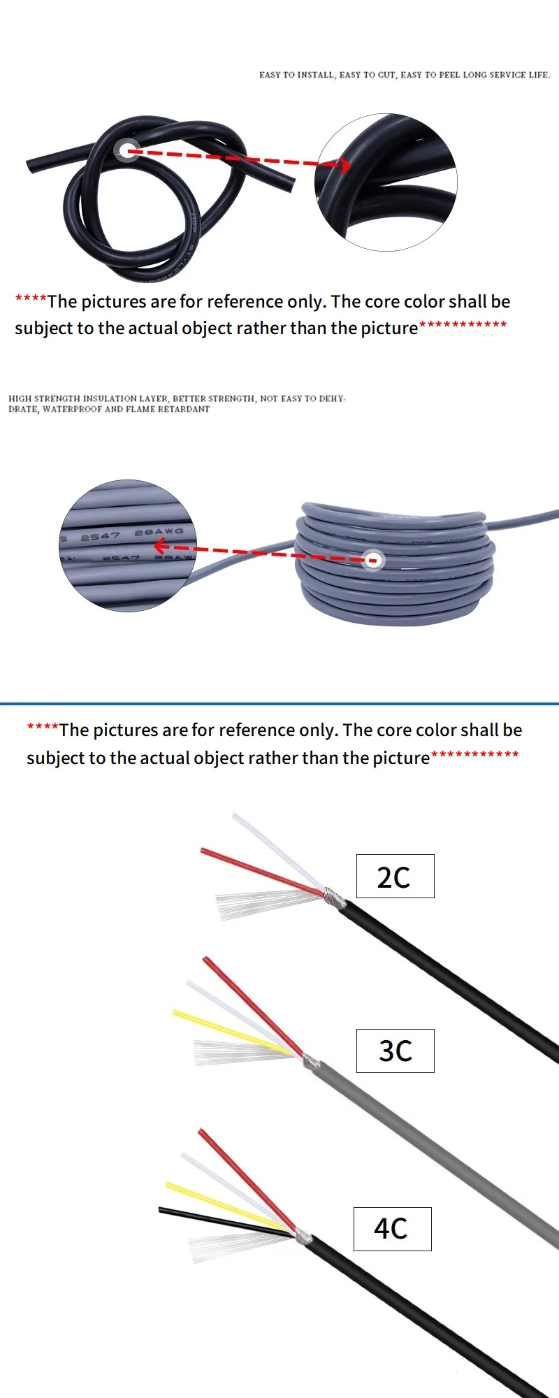 Экранированный провод 2/5 м, сигнальный кабель 32, 30, 28, 26, 24, 22 ...