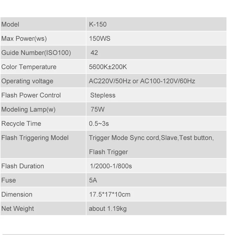 Description Picture 5 of itemGodox 2x 150W K-150A Photo Portrait Strobe Flash Studio Light Kit with Softbox,Light Stand,Trigger for Photo Studio Accessorie
