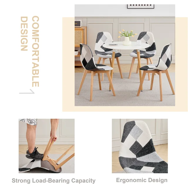 Set Sedie Da Pranzo Patchwork - 2,4,6 Pezzi Con Gambe In Legno | Imbottite, Facili Da Montare - Foto 14