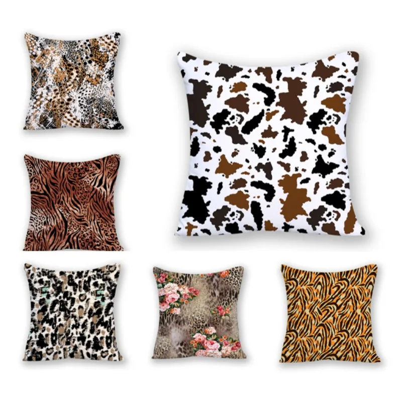

Pillow Cover Cushion Cover Simple Gift Cushions Sofa Nordic 45x45 Leopard Print Velvet Modern Home Decoration Office 2023 E2374