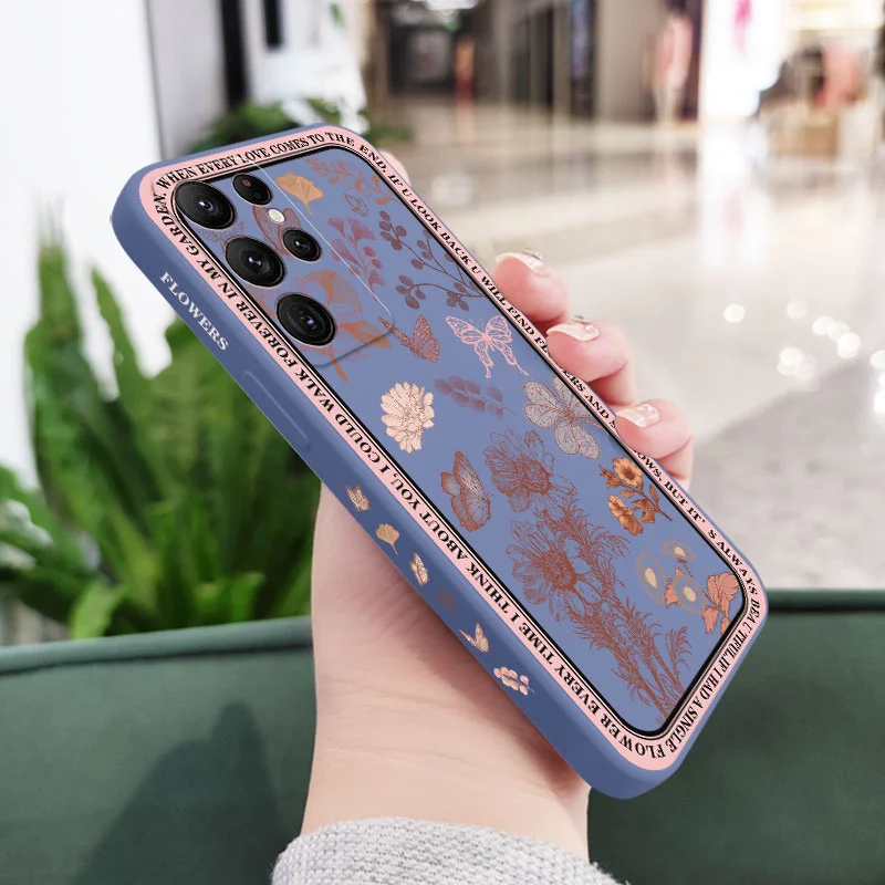 Đầm Vintage Hoa Ốp Lưng Điện Thoại Samsung Galaxy S22 S21 S20 Ultra Plus FE S10 S9 S10E Note 20 Ultra 10 9 Plus cute samsung cases Cases For Samsung