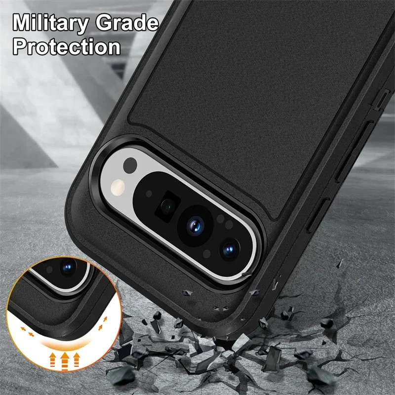 Rugged Hybrid Heavy Armor Invisible Bracket Case, TPU+PC Enhanced Anti-drop Protection
