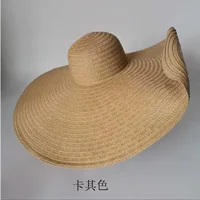 Oversized Beach Straw Hat for Women Fashion Large Wide Brim Visor Hats Handmade Roll Up Floppy Sun Hat for Summer Beach Cap 5