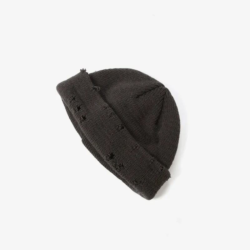 Y2K Gothic Beanie Wintermütze für Frauen und Mädchen, trendige Metallring-Pin Hip-Hop Streetwear Harajuku Skull Cap – Detail 25