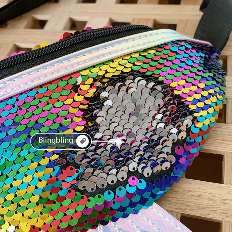 Crossbody Bag for Kids Waistbag for Girl Children with Bling Fish Cute Bag Girls Small Belt Mermaid Sweet Shoulder Bags Crossbody Bags