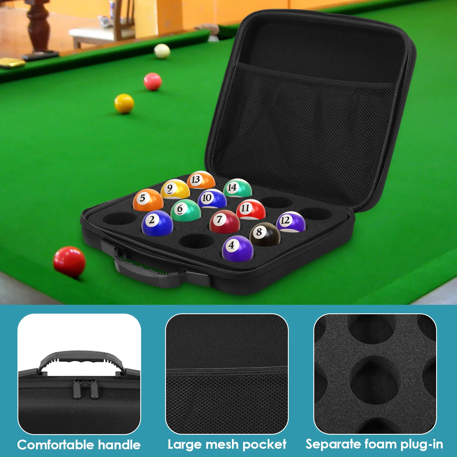 Nylon Billiard Balls Storage Case with Foam Protection