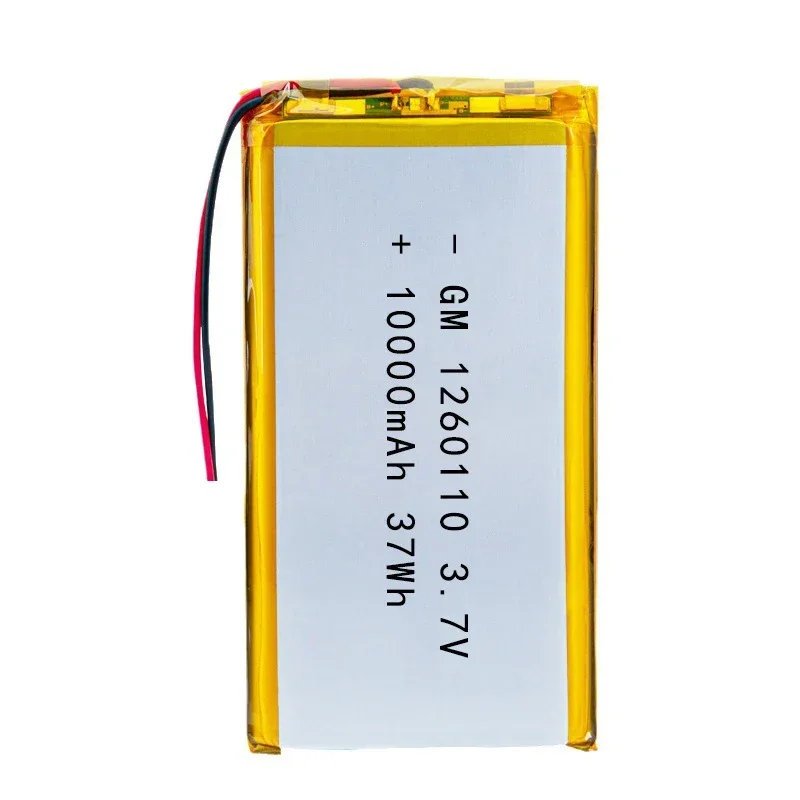 1260110 Batteria ricaricabile agli ioni di litio ai polimeri di 10000 mAH 3,7 V per batterie E-book da tavolo GPS POWER BANK - immagine 3