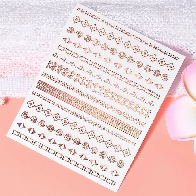 1 Pc Nail Strip Stickers Black/Gold/Rose Gold/Silver Metal Strip Tape Nail Art Adhesive DIY Foil Tips Nail Sticker Decals NK11 NKZ177-LS043-05