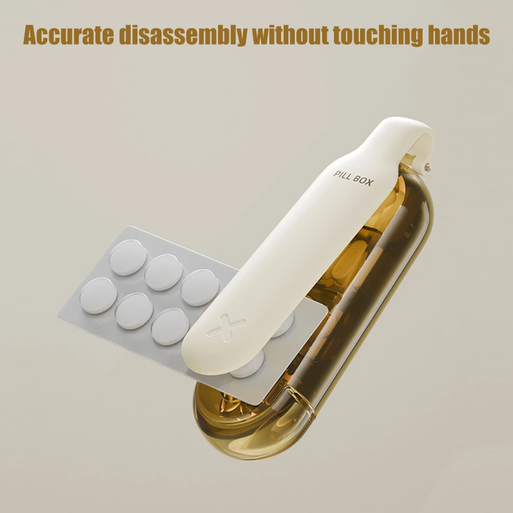 Compact BPA-Free Pill Dispenser with 4 Compartments and Slide-Open Organizer for Daily Vitamins and Supplements