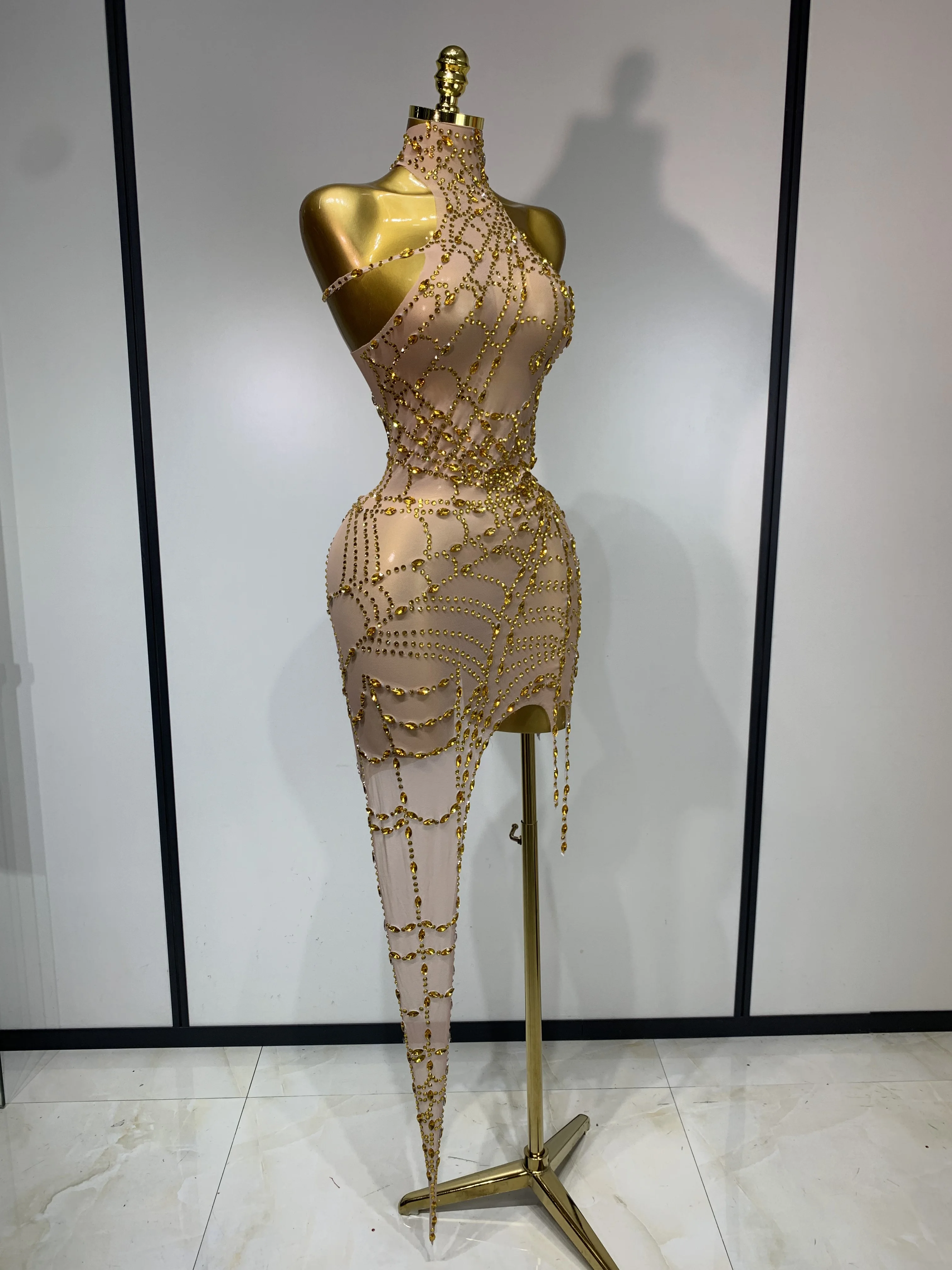 Sparkly Diamond Sexy Mesh See Through Bodycon Mini Dress Women Nightclub  Bar Party Show Gogo Dancer Clothing Stage Costume - AliExpress 200000345