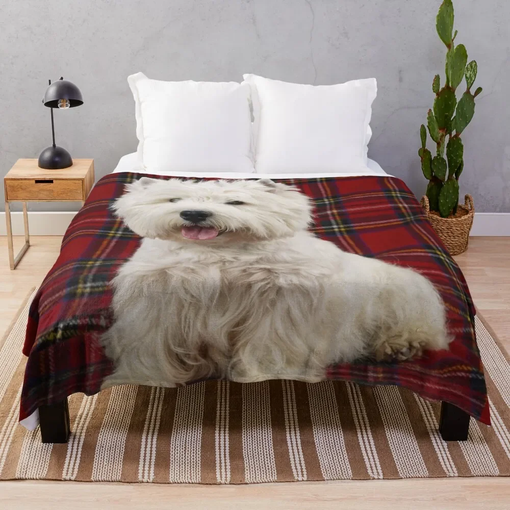 

West Highland White Terrier on a Scotch Plaid Throw Blanket Comforter Blanket sofa bed sofa Beach Blanket