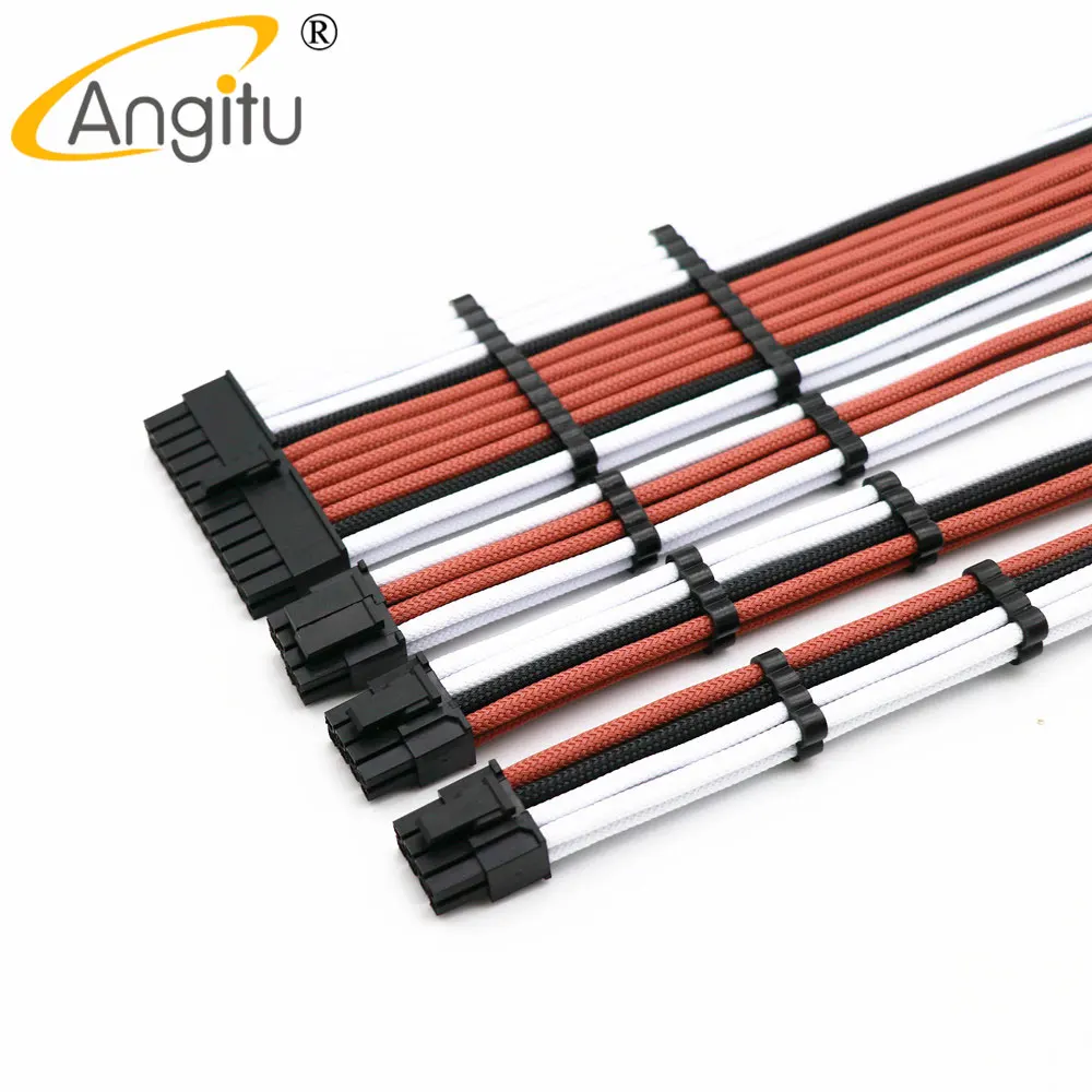 Jogo Personalizado Superior do Cabo do pc Sleeved Extensão do Psu do Computador de Gpu 24pin mb Mais 8pin Cpu Pcie Mais 2p 6pin 30cm - Imagem 3