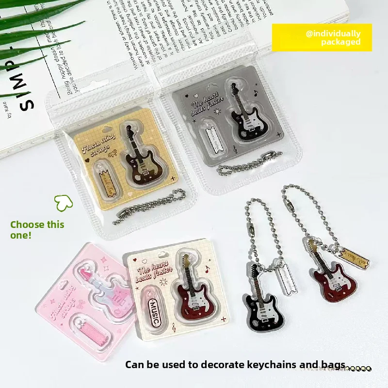 창의적인 아크릴 기타 열쇠고리 백팩 액세서리 맞춤형 분해 가능한 음악 펜던트 선물 DIY 생일 선물