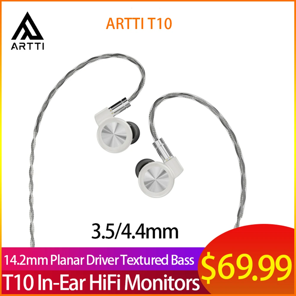 ARTTI T10 HiFi Earphones IEMs In-ear Wired Earphones Monitors Stereo Headphone Detachable 0.78mm 2pin&3.5MM/4.4MM Plug Cable