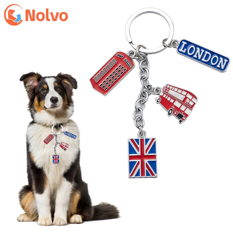 

Zinc Alloy Personalised Flag Pets ID Tag Key Chain Charm Souvenir Gift Engraving Pendant Name For Dog Pet Tags Accessories