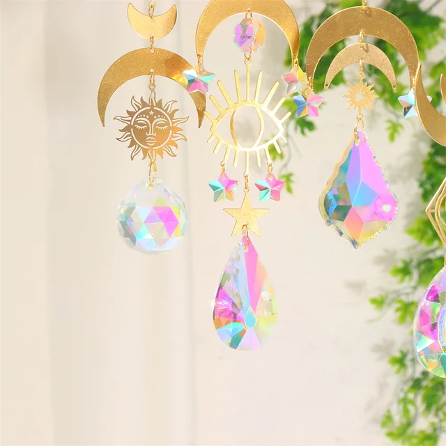 Crystal Wind Chimes Álom Fogó Prizmák Medál Napsütő Szivárványkészítő Ablak Kerti Dekoráció Kültéri Karácsonyi Ajándék - Image 5