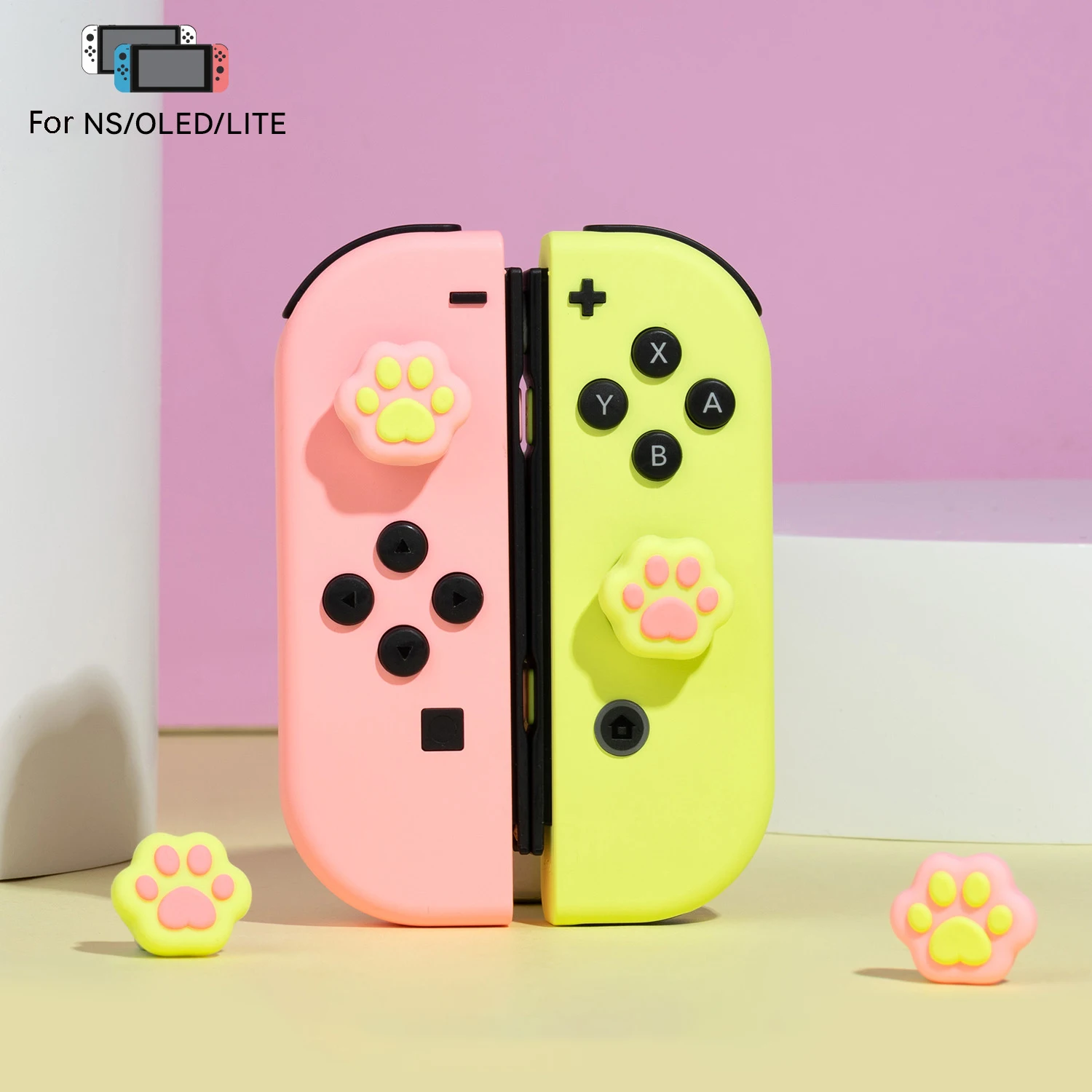 DLseego Beschermhoes voor Nintendo Switch OLED-model, dockbare TPU-afdekking met 4 duimgrepen, schokabsorptie en anti-kras design, accessoire voor Switch OLED2021 - roze, bewolkte hond