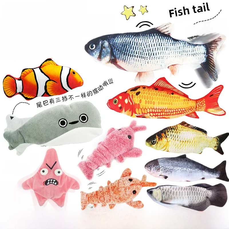 Cross-border Popular Electric Fish usb Charging Artificial Fish and Shrimp Jumping Funny Cat Pet Toy Factory Direct Sale