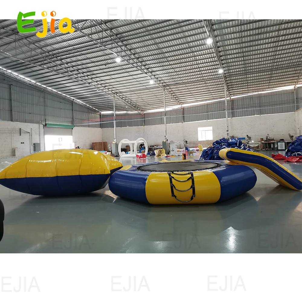 StocK 4/5m Large Lake Trampoline with Slide/Tube/Jumping Pillow