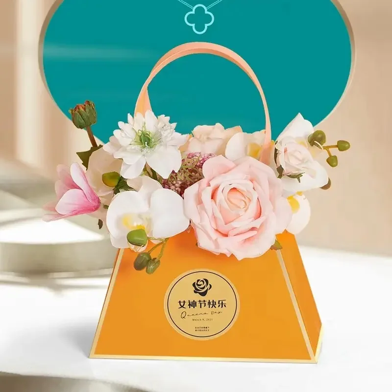 Wedding Party Valentine's Day Rose Flower Gift Box Carry Bag Flower Box Portable Bouquets Packaging Basket Storage Party Gift Bags Gift Boxes Flower Bags
