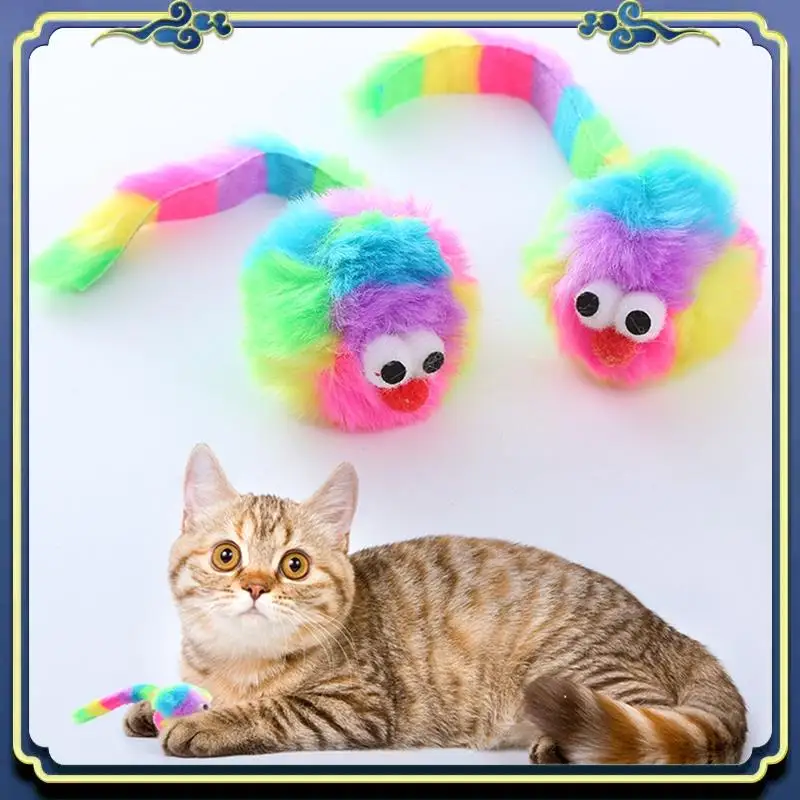 10 Piece Rainbow Plush Mouse Toy Pet Supplies As Shown Includes Rattonite Bite Resistant Interactive Play
