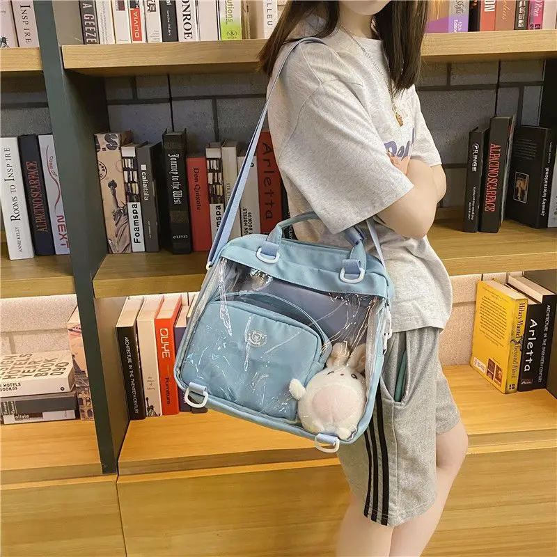Richme Casual Nylon Women Ita Bags Fashion 2 Pieces Transparent Backpacks Korean Style Large Capacity Crossbody Shoulder Bags