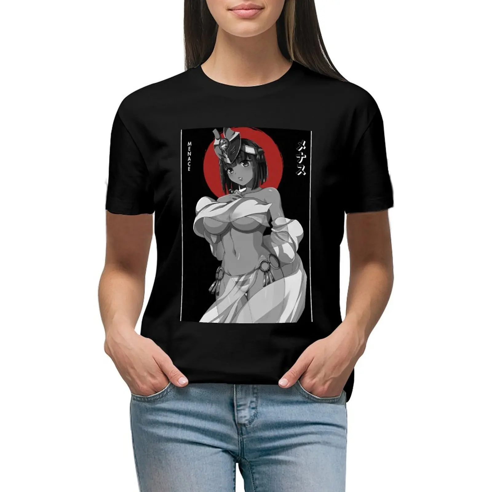 

Menace QB Simple Black Red and White T-shirt cute tops oversized tshirts woman