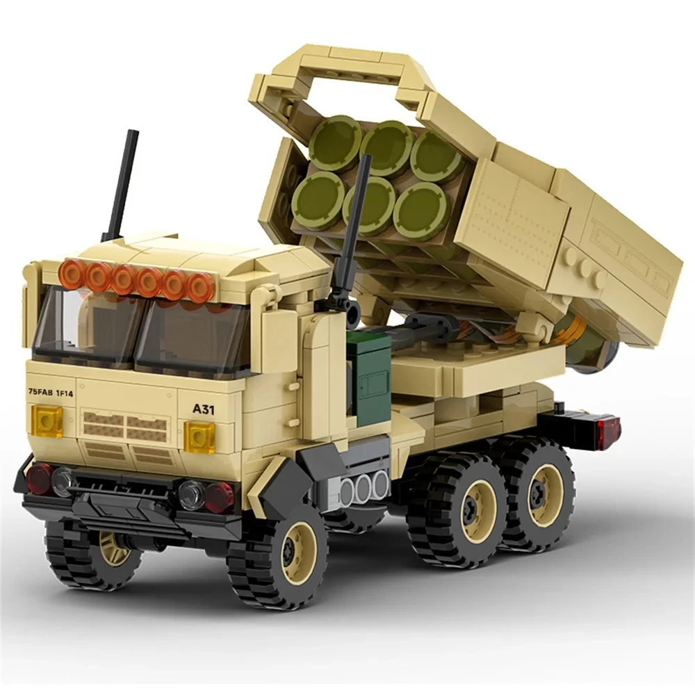 2 차 세계 대전 육군 군사 군인 SAWT M142, 높은 이동성, 포병 로켓 시스템, 빌딩 블록 벽돌, 어린이 장난감
