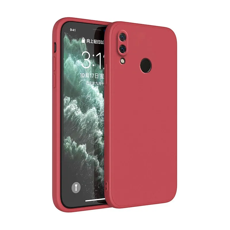 Luxury Liquid Silicone Square Soft Phone Case with Camera Protection - Classic Thin Cover