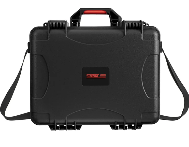 Vue éclatée de la mallette de rangement STARTRC pour DJI Avata 2, drone et accessoires bien calés dans la mousse