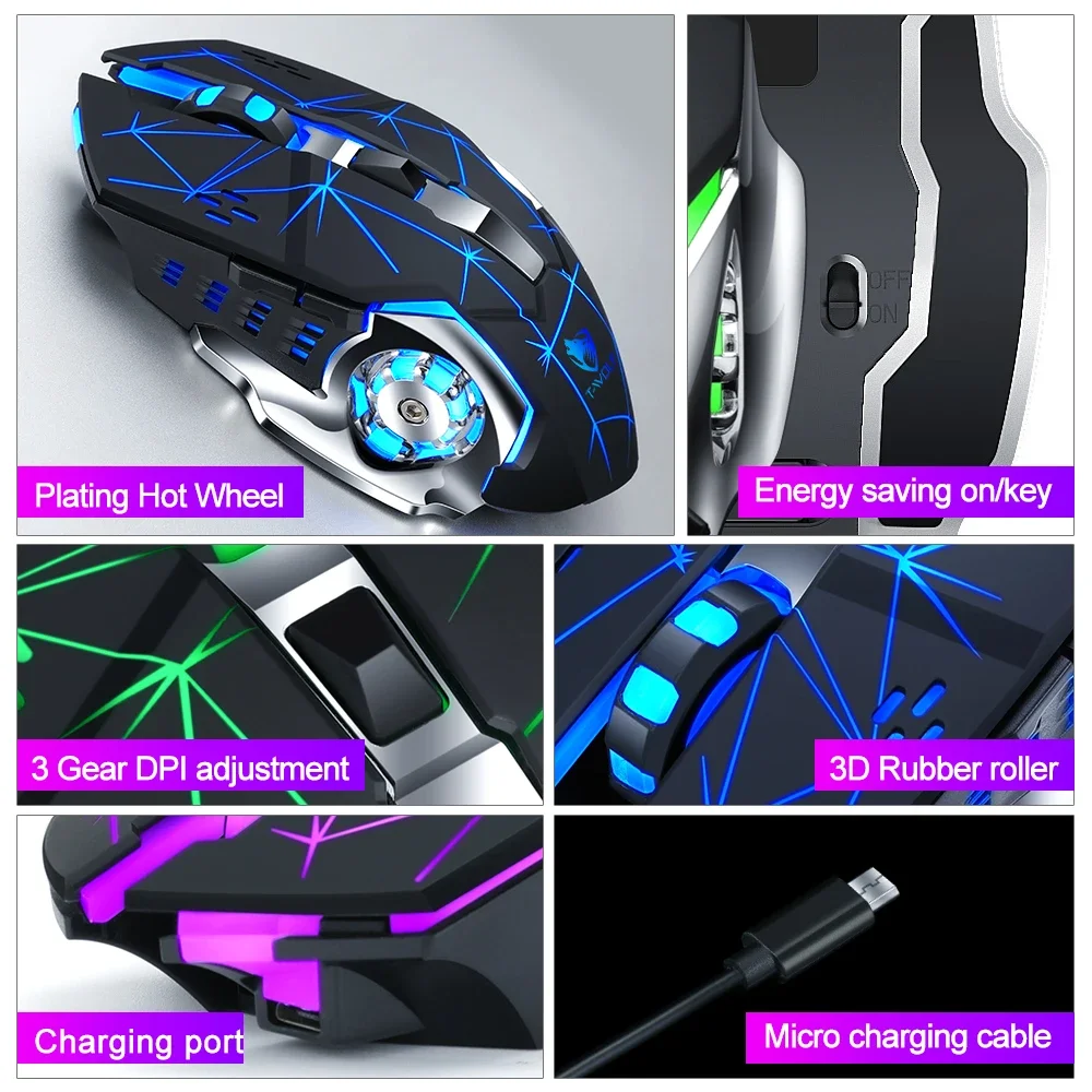 Wireless Gaming Mouse Charging Mute Backlit Mechanical Ergonomic Optical for Pc Laptop