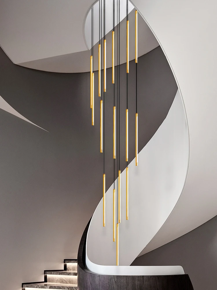 

Minimalist Modern Staircase Chandelier Led Hanging Simple Kitchen Lamps Indoor Luxury Villa Penthouse Dining Room Chandelier