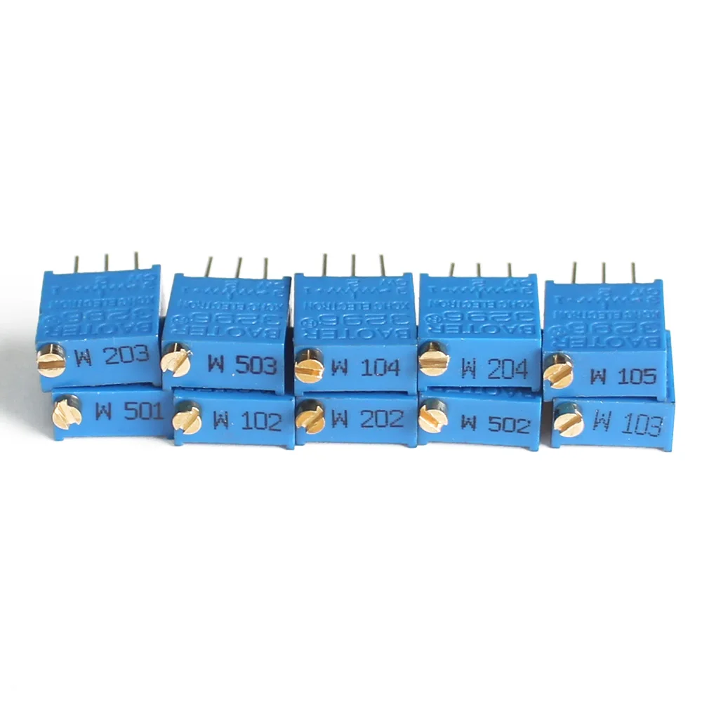 10PCS Trimming Potentiometer 3296W 10R 20R 50R 100R 200R 500R 1K 2K 3K 5K 10K 20K  30K 50K 100K 200K 500K 1M 2M Potentiometer