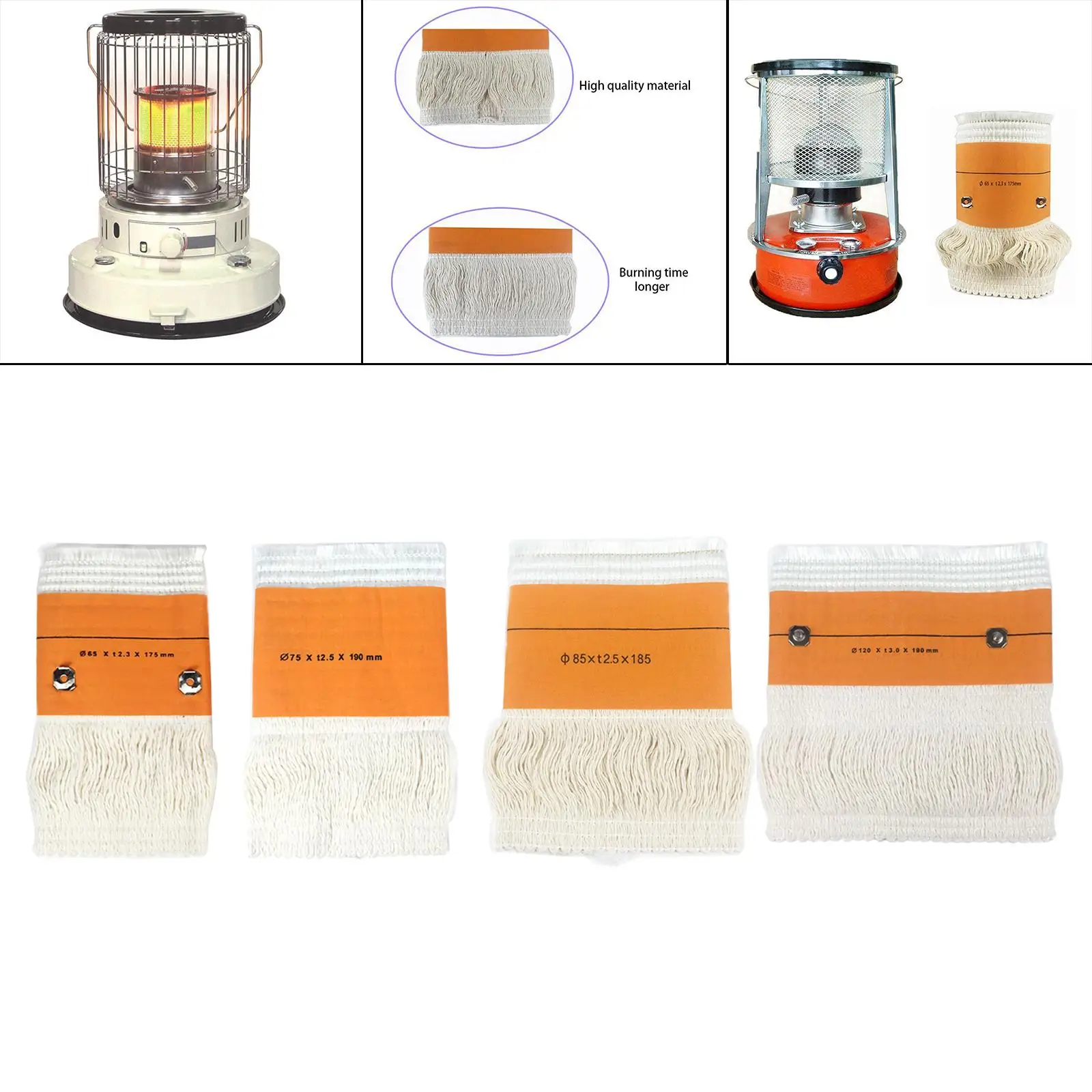 Wick Cotton Glass Fiber Oil Lamp Yarn Smokeless Heater for Outdoor