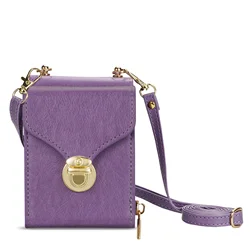 Luxury Crossbody Leather Lanyard Card Wallet Case & Holder Purse - Galaxy Z Flip 8 (Purple)