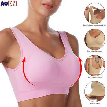 S-7XL Sports Yoga Shockproof Women's Bra Removable Breast Pad Bralette Sexy Elastic Beautiful Back Tops Comfort Cotton Sleep Bra 1