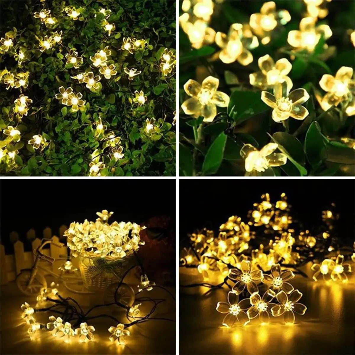 LED Solar Cherry Blossom Lights Outdoor Garden Waterproof Fairy Lamp For Christmas Party Home Decor