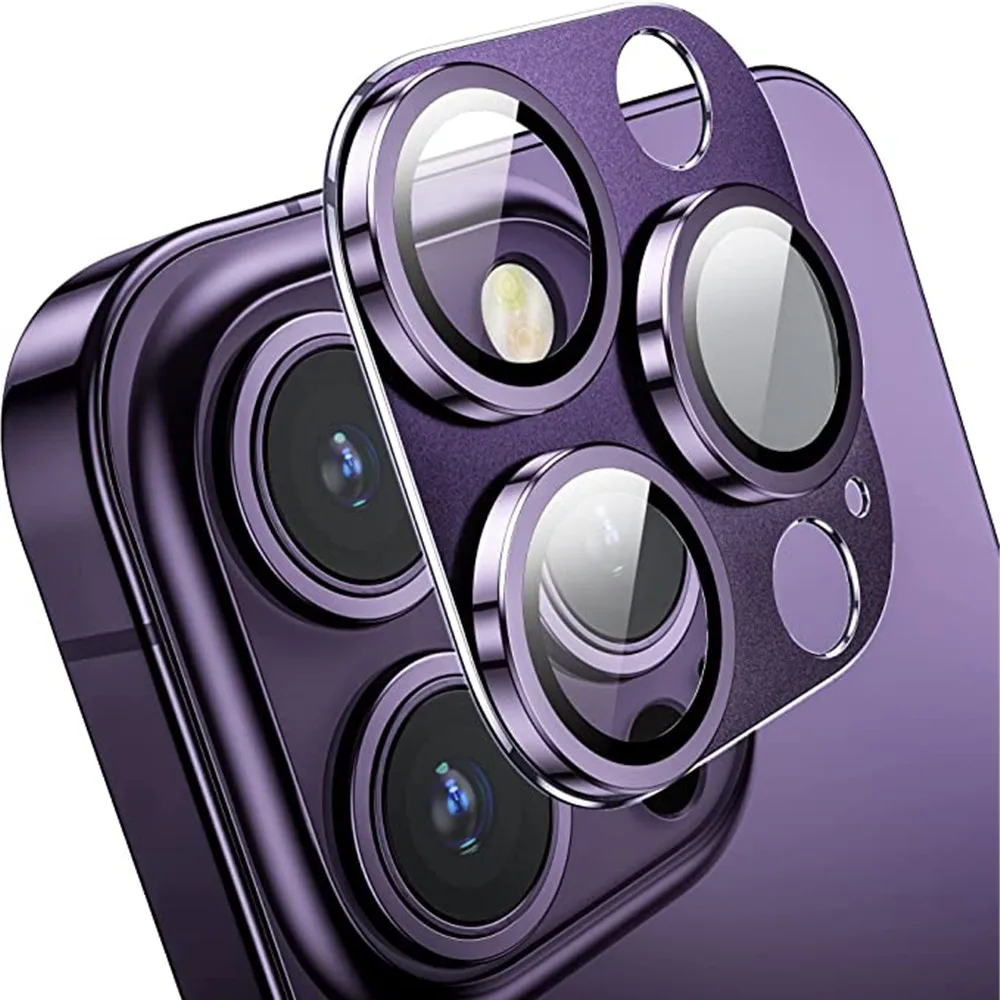 Lente da câmera de metal protetor de vidro para o iphone 14 pro 13pro ...