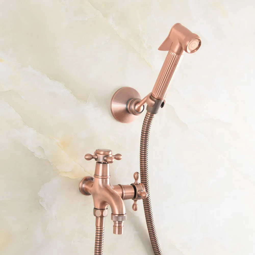 Antique Red Copper Brass Washing Machine Faucet /Garden Water Tap / Hand Held Shower Head / Shower Hose / shower Bracket mav507