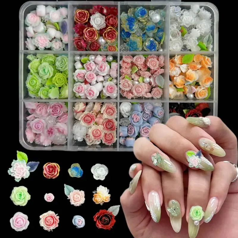 1Box Resin Colored Ribbon Bow Nail Charms 3D Flower Bow Butterfly Mixed Nail Art Decoration Accessories for Handmade DIY Crafts