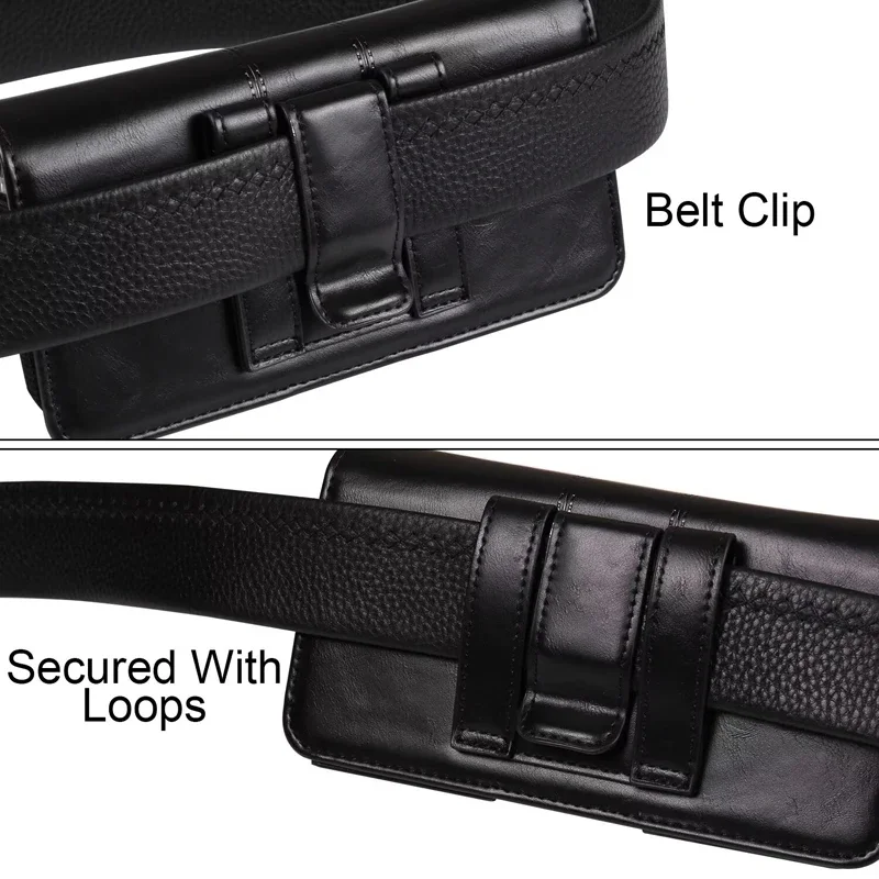 Leather Wallet Card Holder Phone Holster with Belt Clip