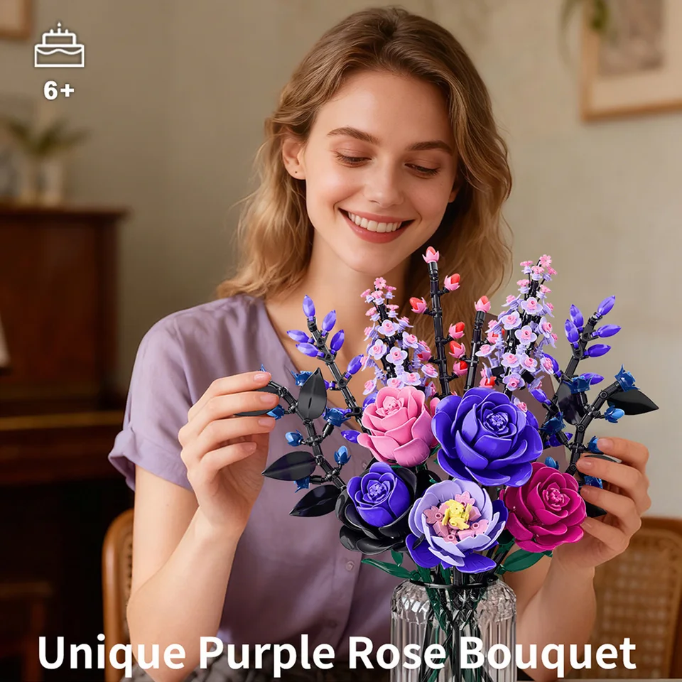 9-in-1 Bouquet Model Building Blocks Educational Toys Flowers Bricks Puzzle Sets Desktop Ornament Valentine's Day_voghion.com