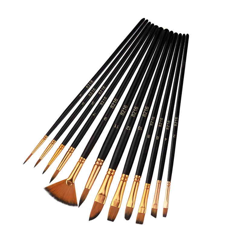 12-Piece Nylon Artist Brush Set 1