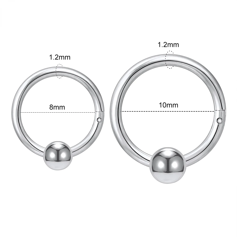 1PC Round 316L Stainless Steel Nose Ring 16G 14G Ball Septum