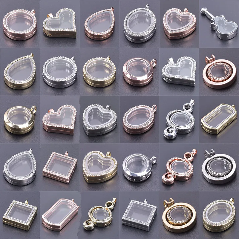 1PcMixStylesRoundHeartOpenGlassMemoryPhotoFrameLocketPendant