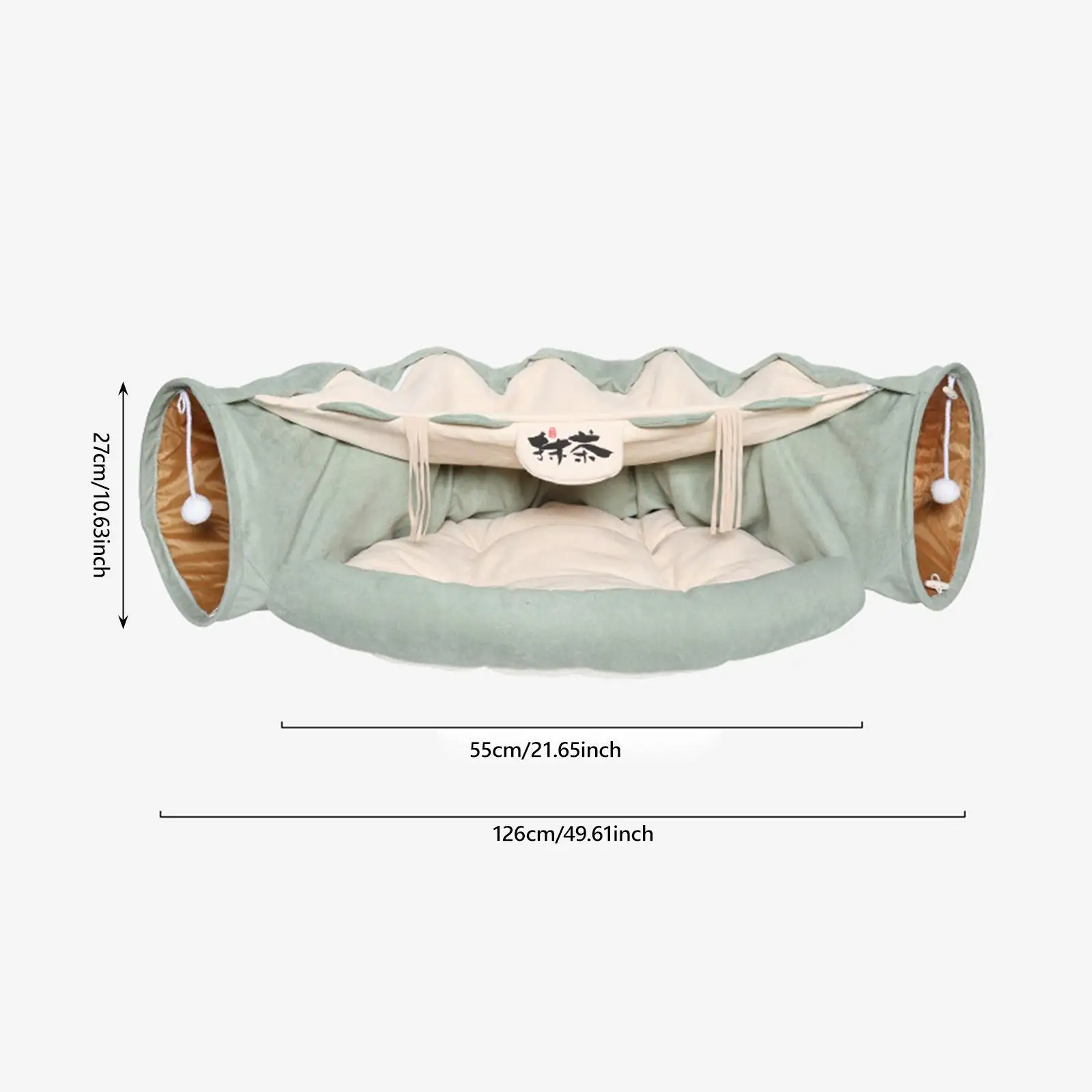 Foldable Cat Tunnel Bed with Removable Mat Kitty Training Interactive Cat Activity Center for Cats Pets Outdoor Ferrets