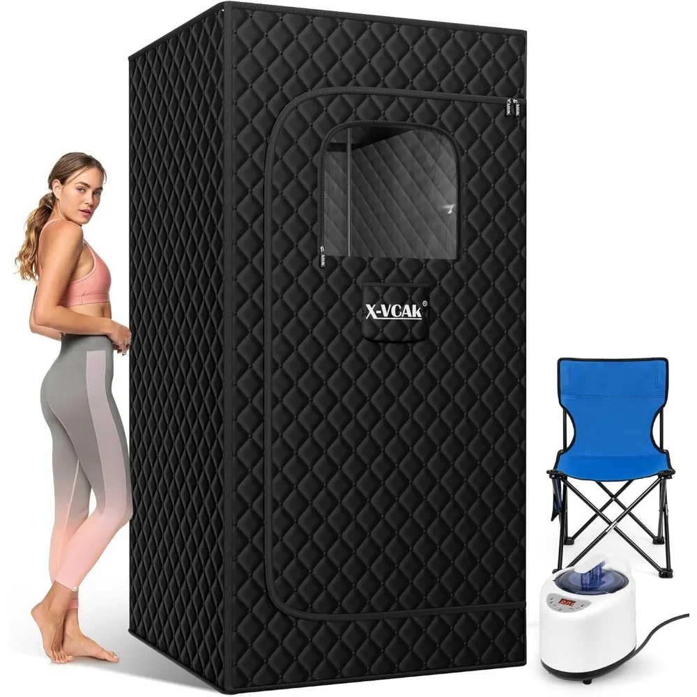 

X-Vcak Portable Steam Sauna, Portable Sauna for Home, Sauna Tent Sauna Box with 2.6L Steamer, Remote Control, Folding Chair