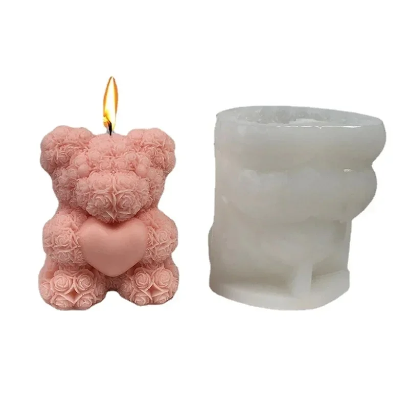 Candle Molds 3D Bear Hug Love Silicone Diy Cute Bear Pet Candle Making Supplies Handmade Soap Plaster Resin Mold Home Decor Gift aromatherapy candle mold silicone mold silicone candle molds silicone candle mold candle mold beeswax mold