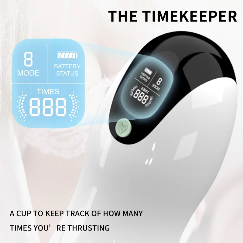 HeartCaptor Male Masturbator Cup with LCD Display, 8 Frequency Settings, TPE Vacuum Stroker - Details 6