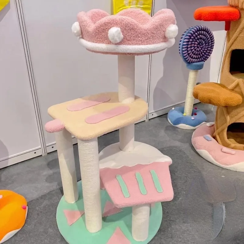 

Small Ice Cream Cat Climbing Frame Jumping Platform Scratching Post Toy Sisal Grinding Claw Pet Supplies